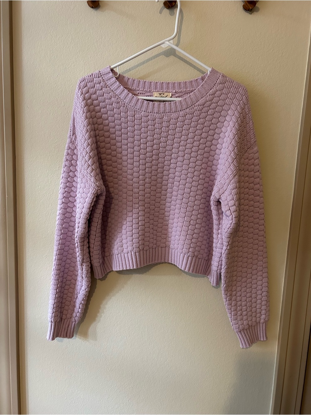 Lavender Textured Crewneck Sweater